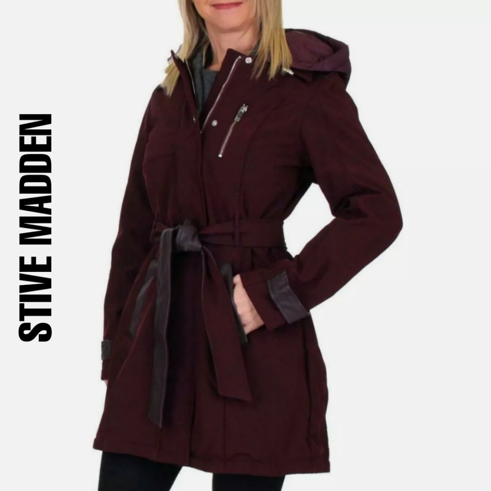 STEVE MADDEN Trim Mid-Length Soft Shell Jacket